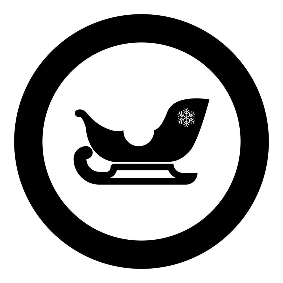 trineo santa claus icono negro en círculo vector