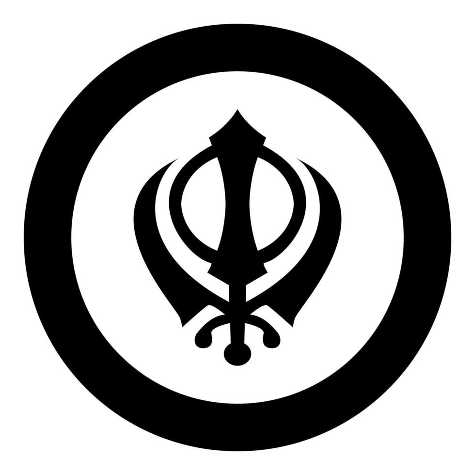 Khanda symbol sikhi sign icon black color vector illustration simple image