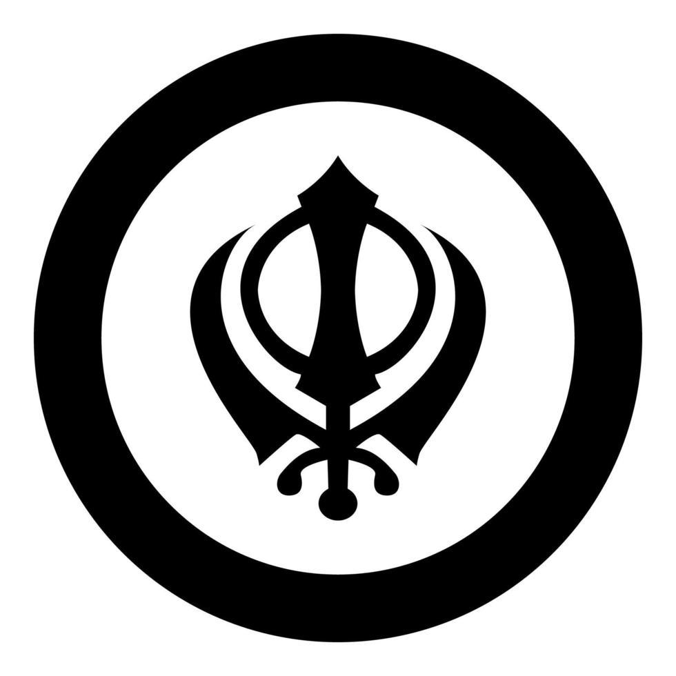 símbolo de khanda sikhi icono de signo color negro ilustración vectorial imagen simple vector