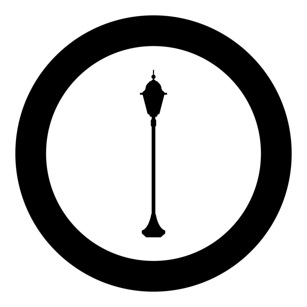 icono de la linterna de la calle de la ciudad color negro en círculo vector