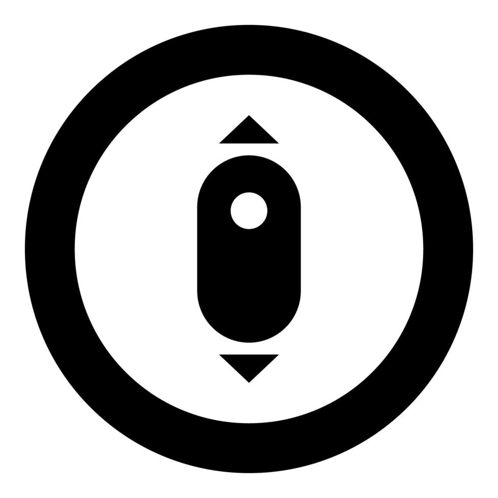 Scroll down computer mouse icon black color in circle vector