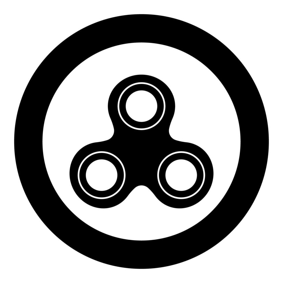 Hand spinner black icon in circle vector illustration isolated .