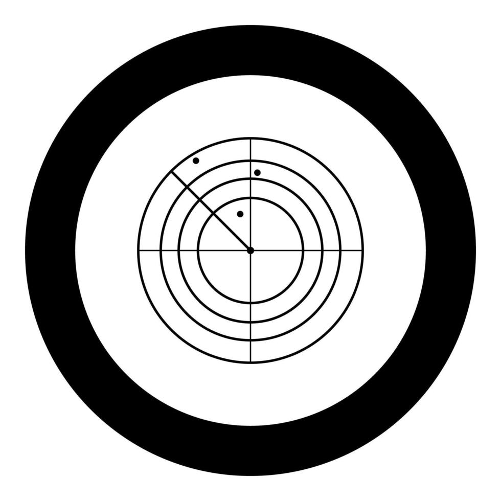 Radar icon black color in circle vector