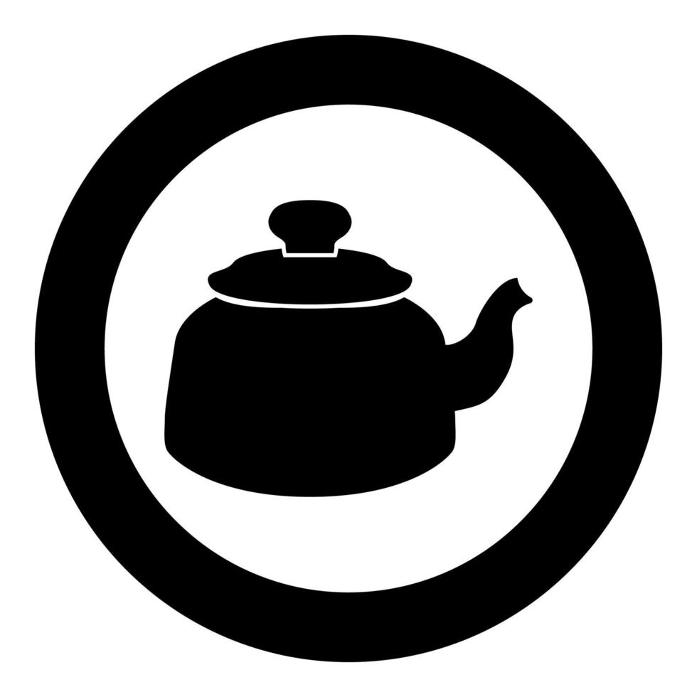 Teapot icon black color in circle vector