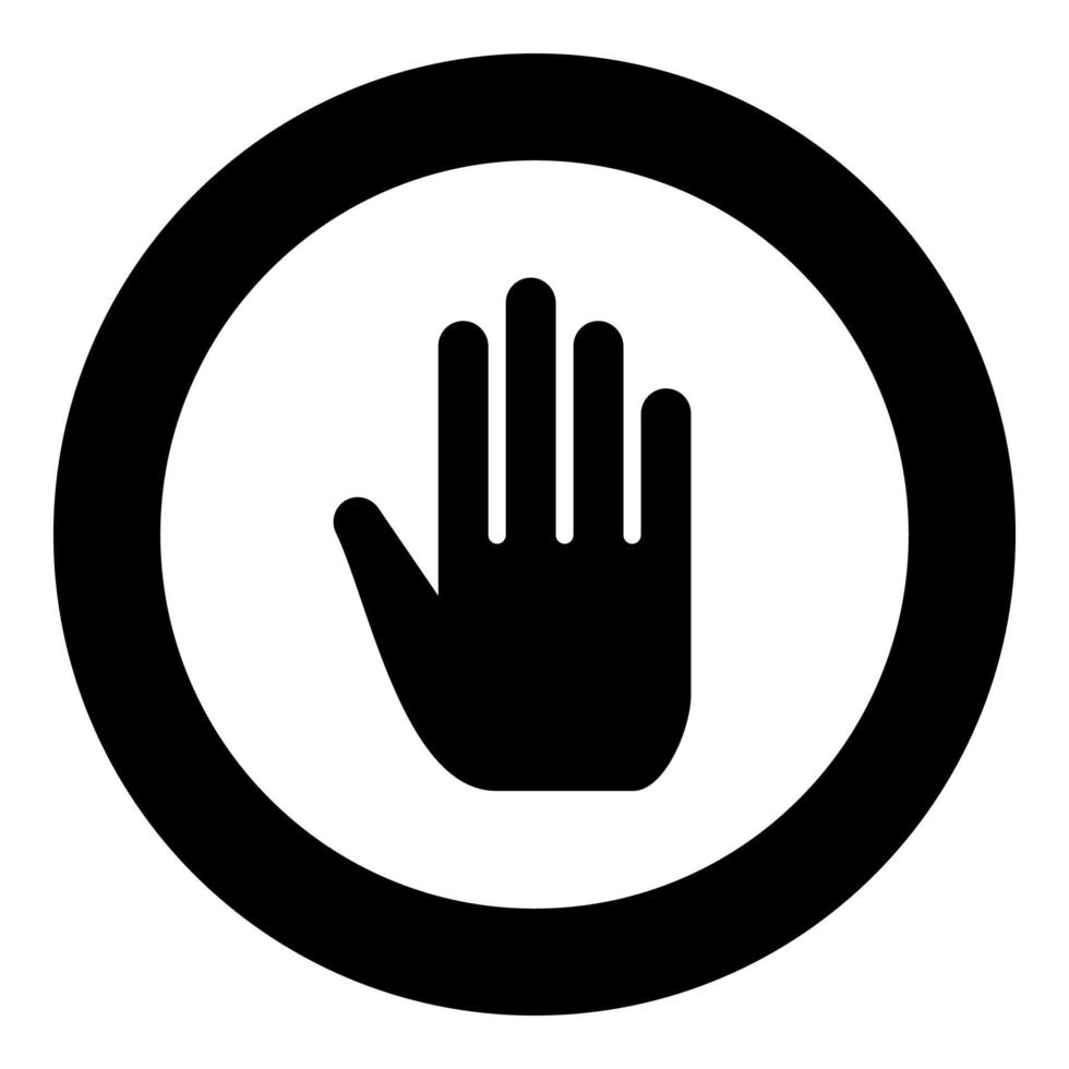 Open human hand black icon in circle vector