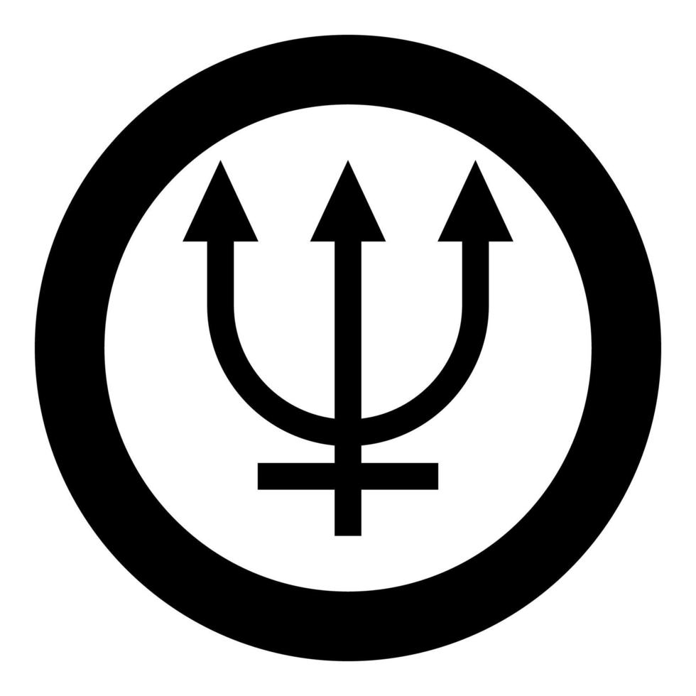 Neptune symbol icon black color vector illustration simple image