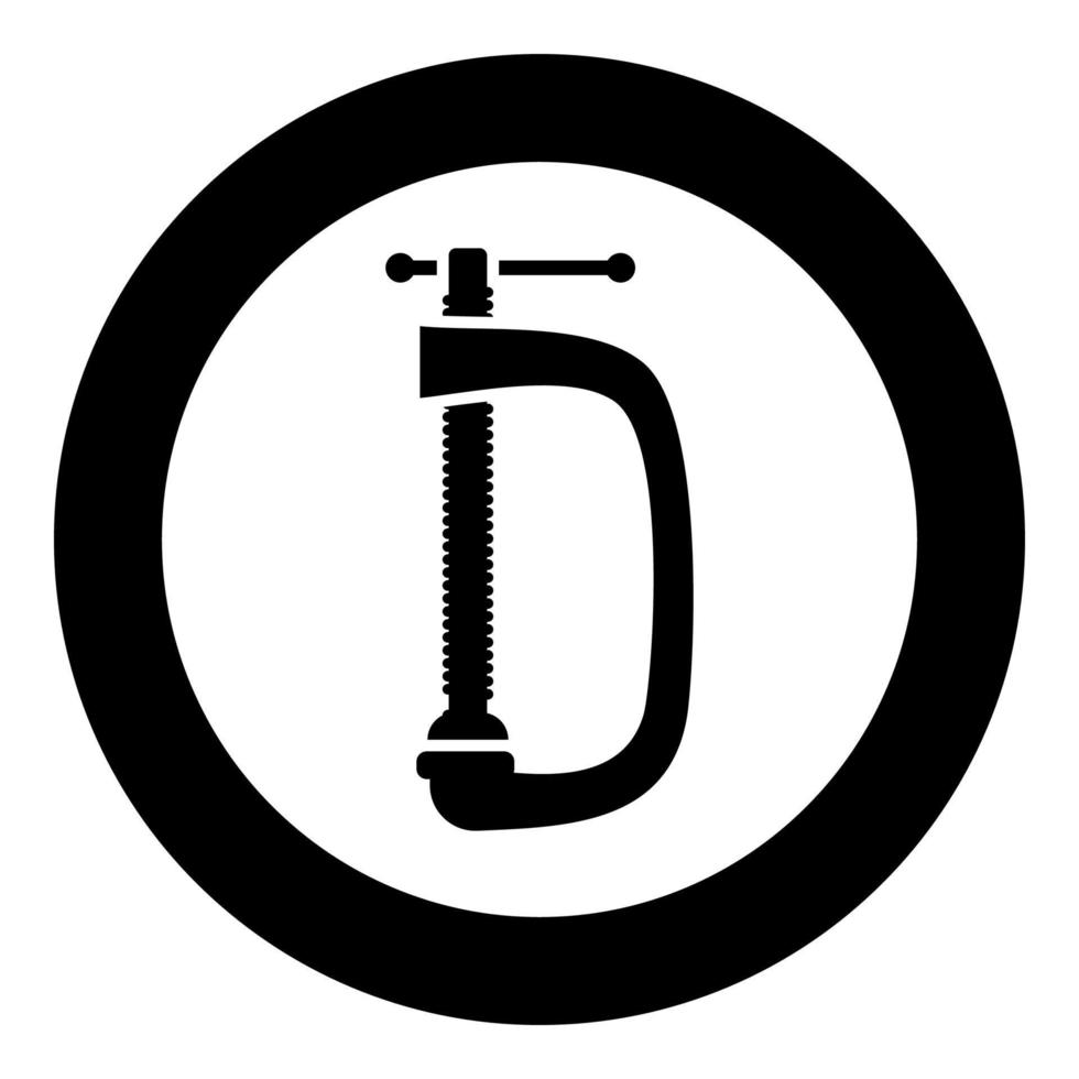 Cramp screw-clamp icon black color vector illustration simple image
