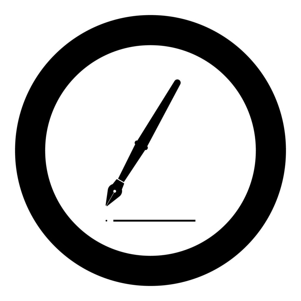 Pen icon black color in circle vector