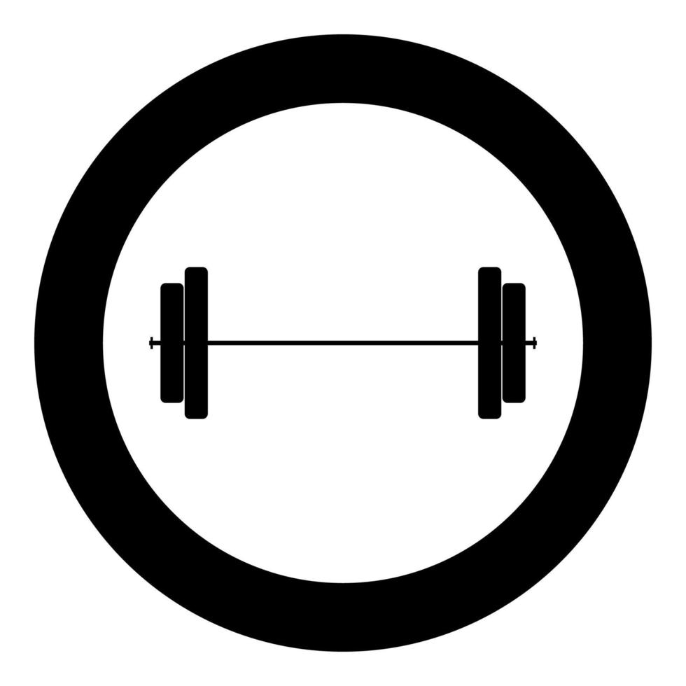 Barbell icon black color in circle vector