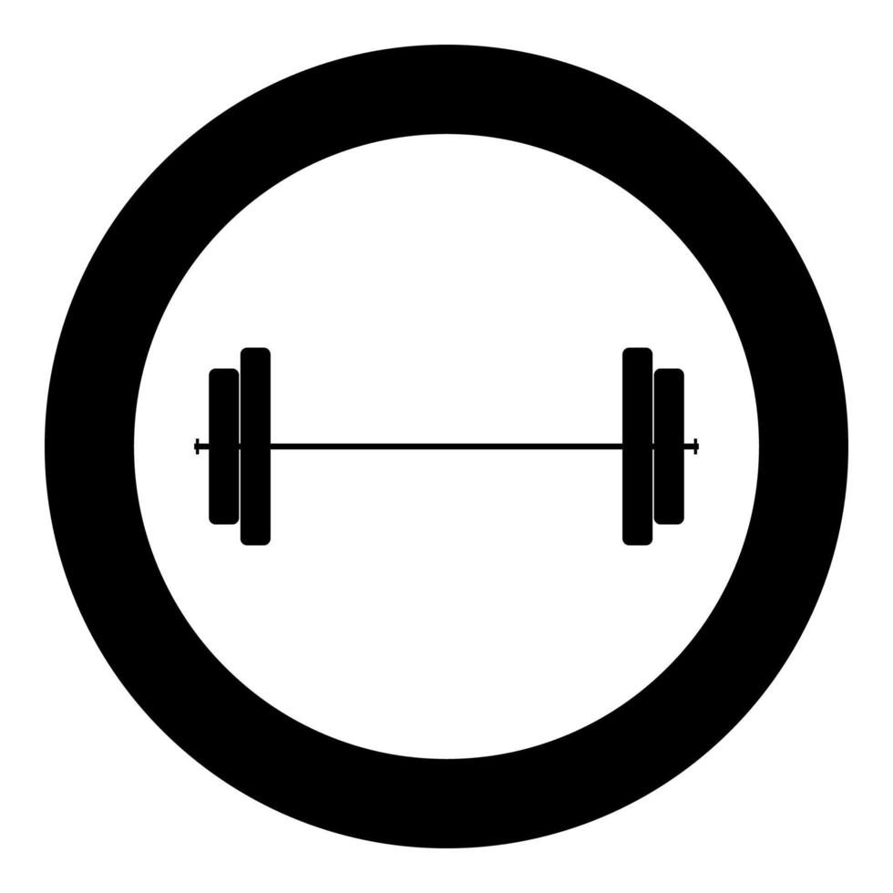 Barbell icon black color in circle vector