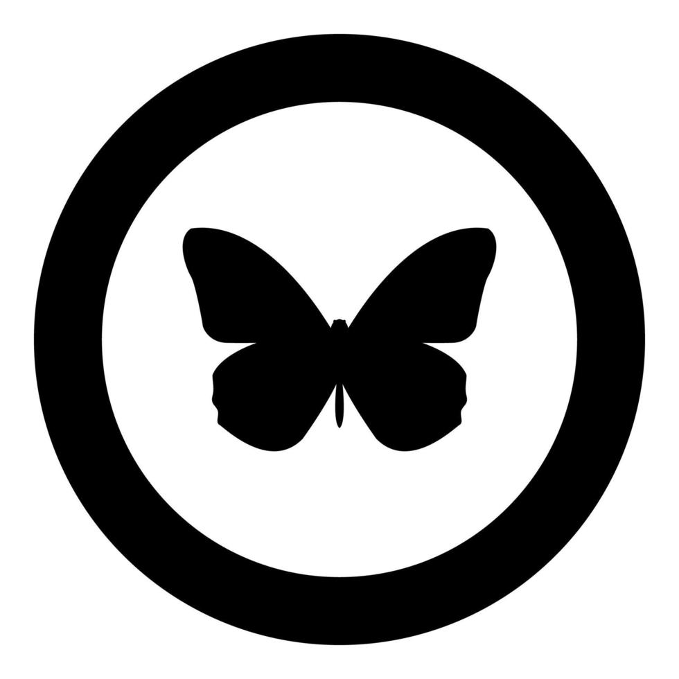 icono de mariposa color negro en círculo vector