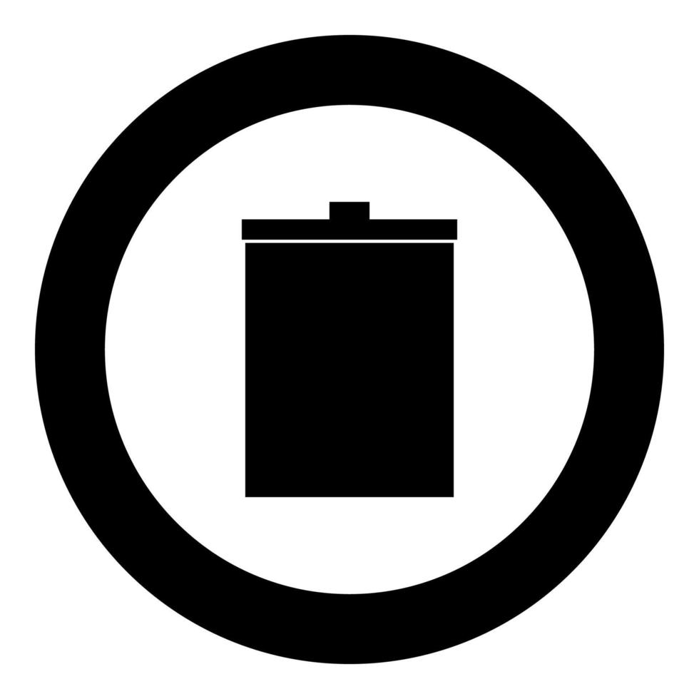 Trash bucket icon black color in circle or round vector