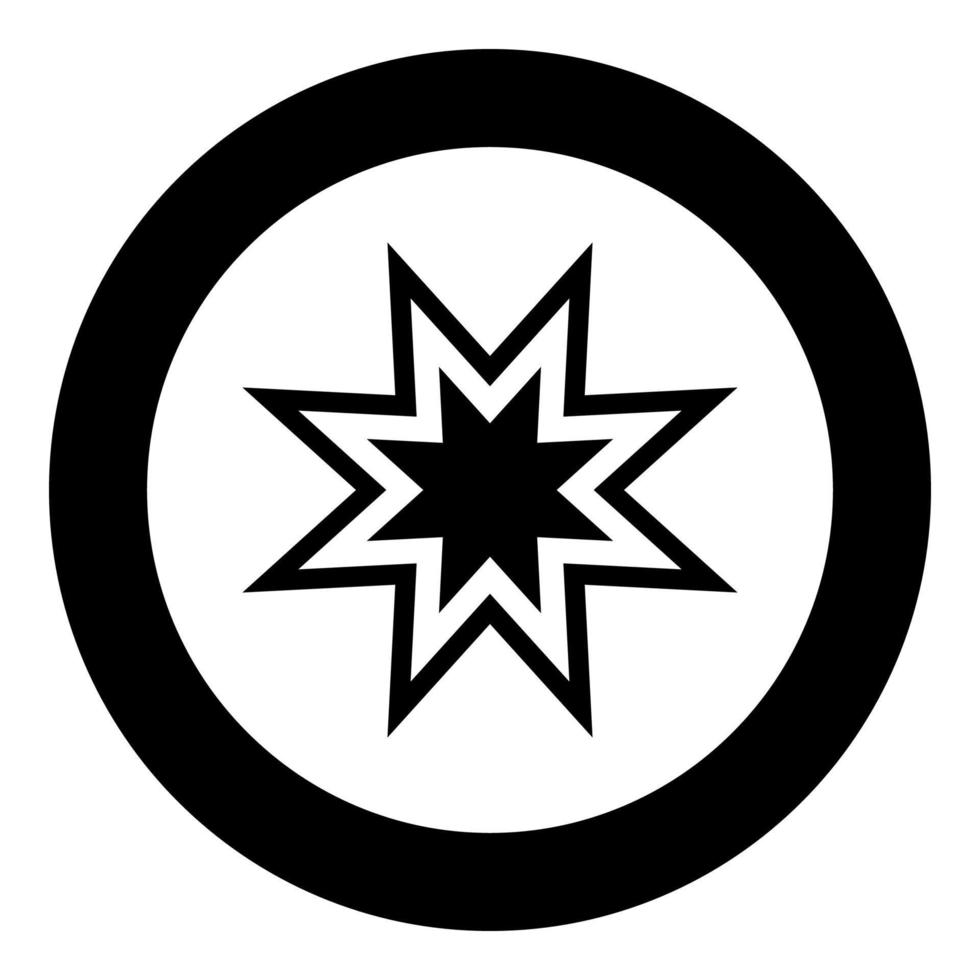 icono de estrella retro de moda color negro en círculo o redondo vector