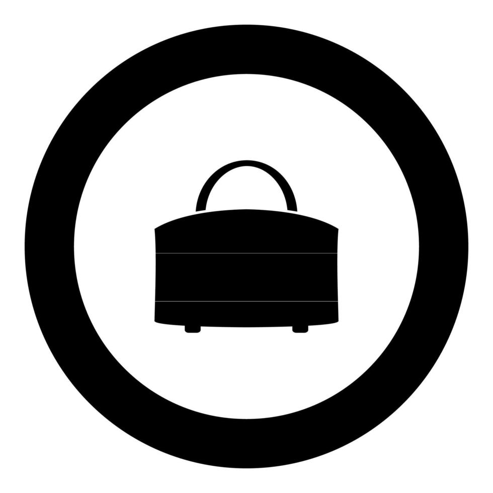 icono de bolsa de mujer color negro en círculo vector
