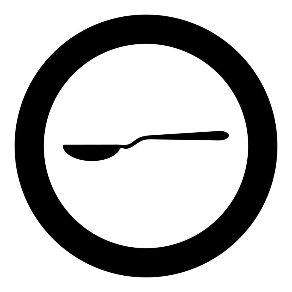 cuchara icono negro en la ilustración de vector de círculo aislado.