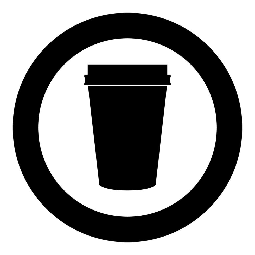 icono de taza de café de papel color negro en círculo vector