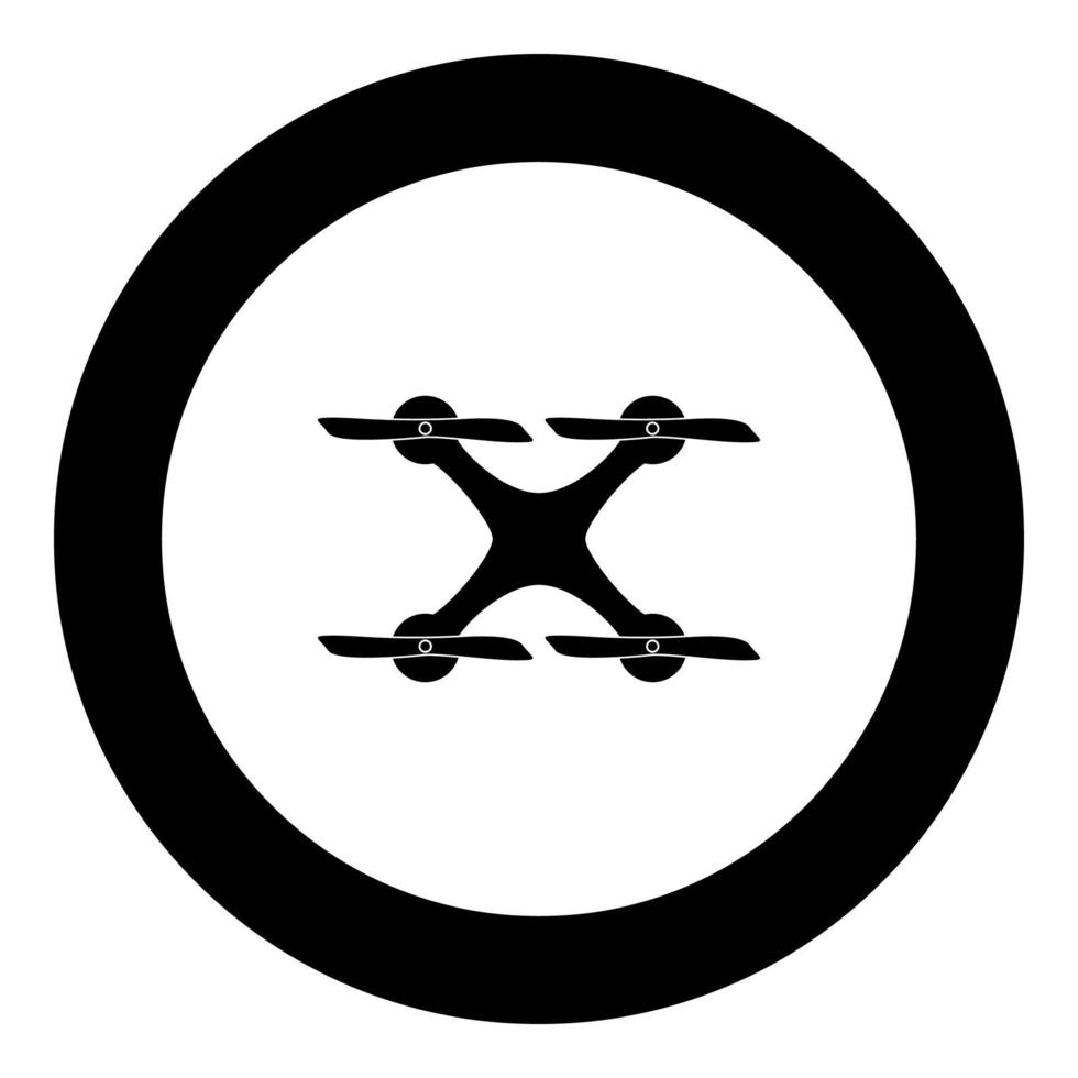 Drone icon black color in circle vector