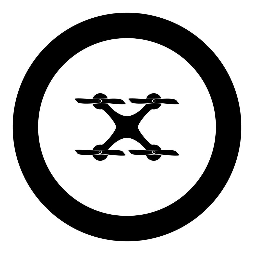 Drone icon black color in circle vector