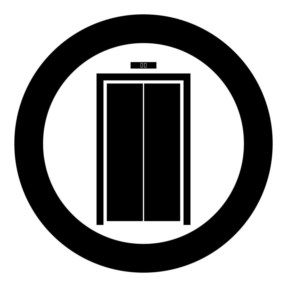 Elevator doors icon black color in circle vector