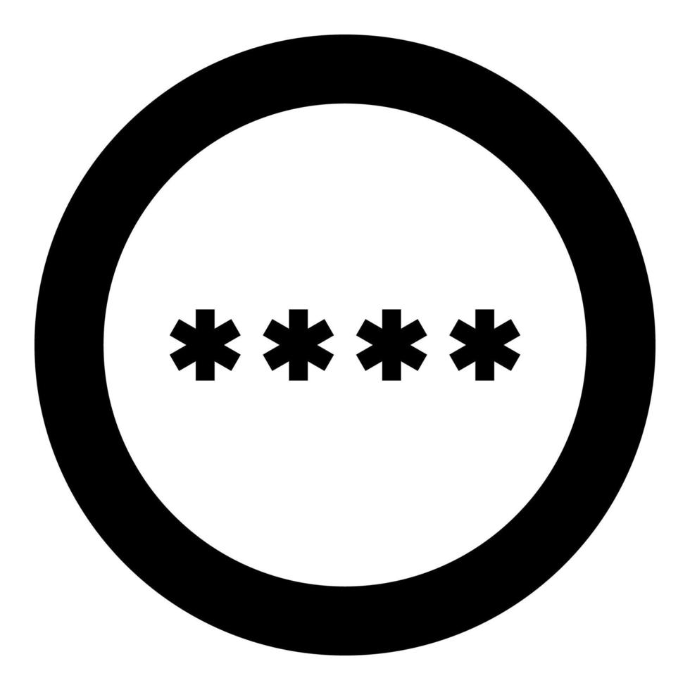 Symbol enter password icon black color in circle vector