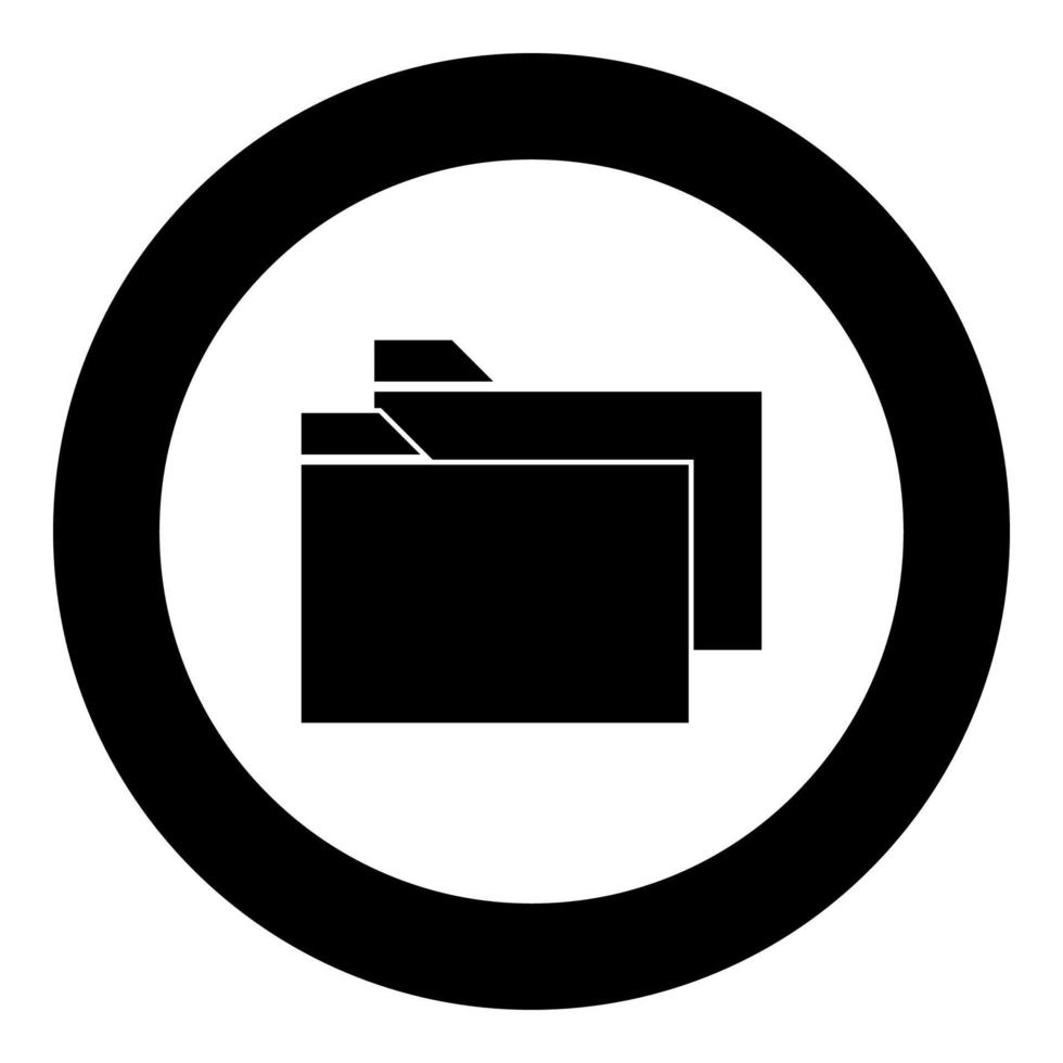 Two folder black icon in circle vector illustration