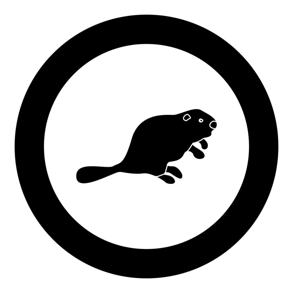 Beaver black icon in circle vector illustration