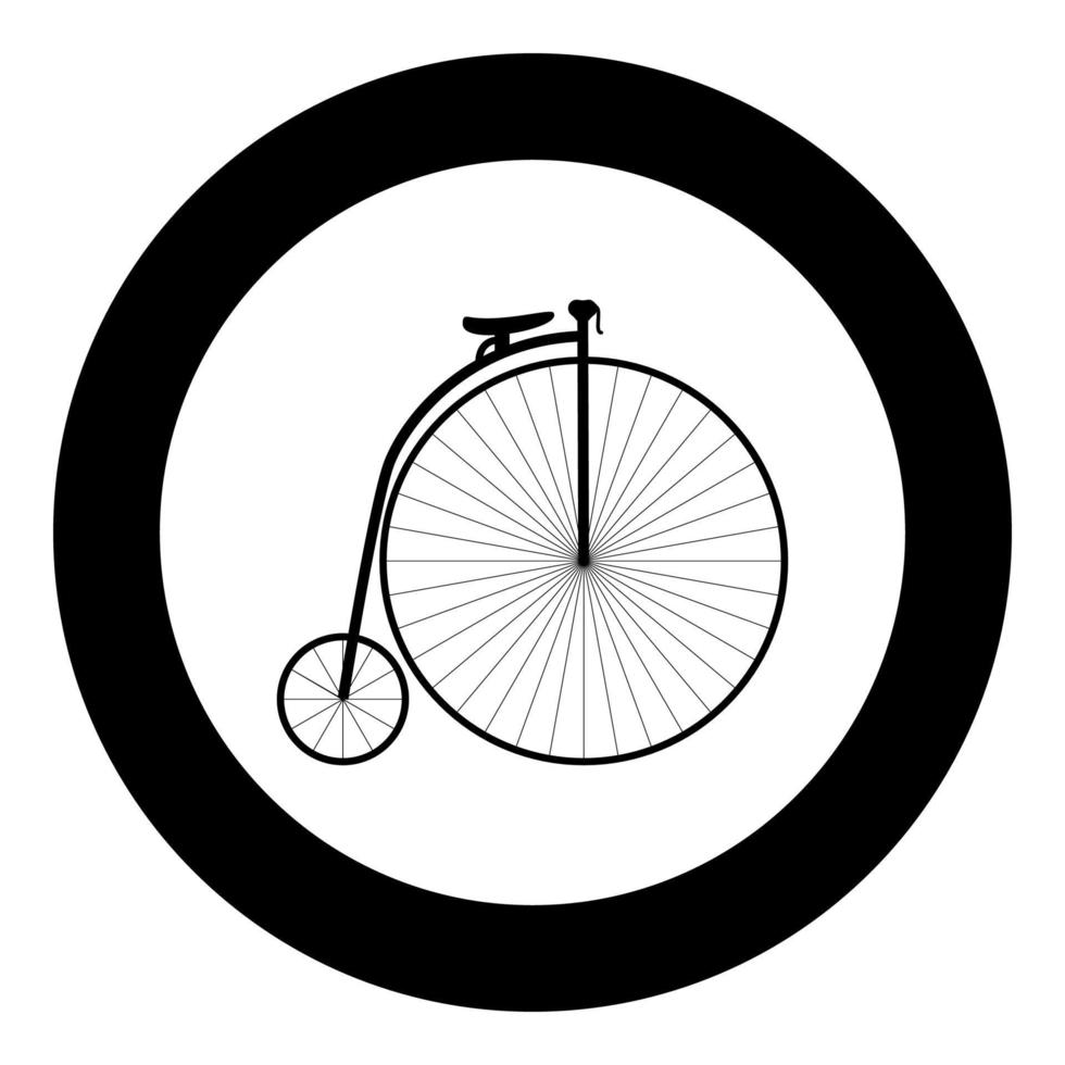 Retro bicycle black icon in circle vector