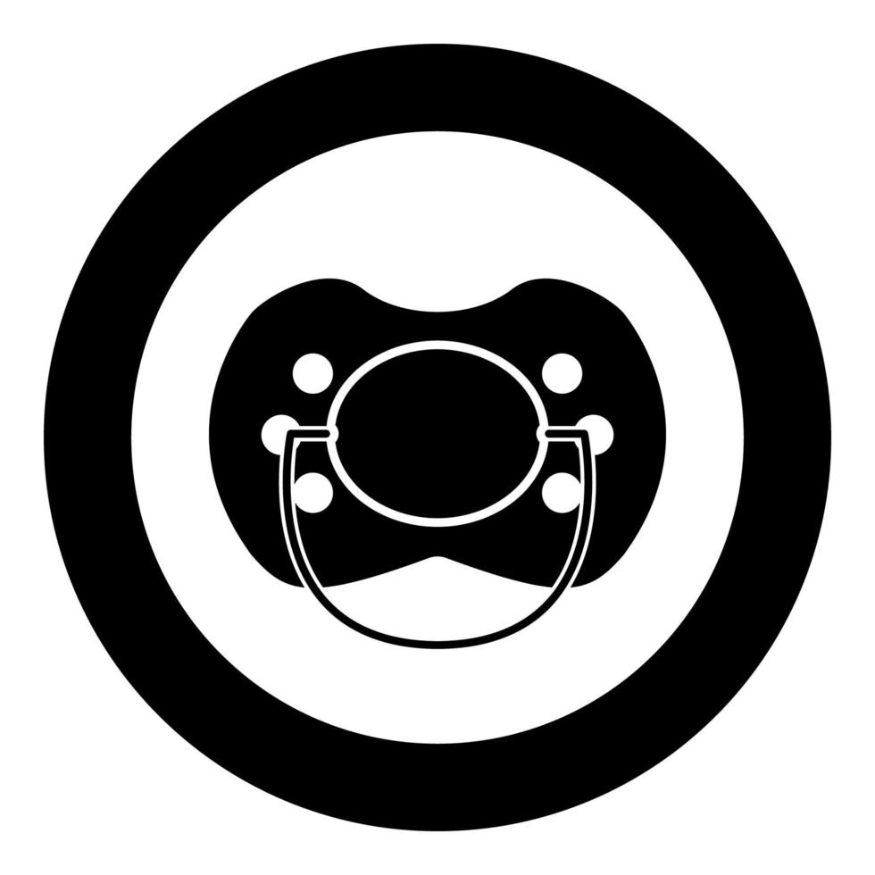 Baby pacifier icon black color in circle or round vector