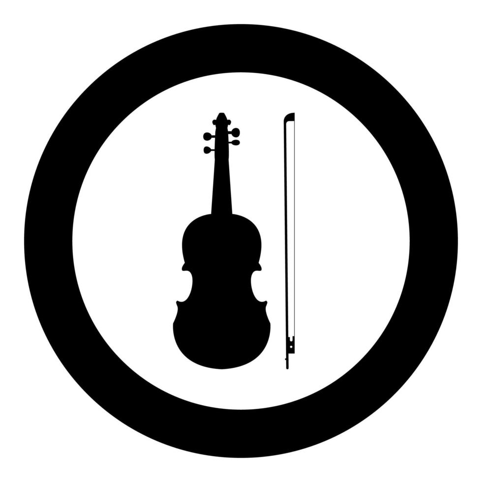 icono de violín color negro en círculo vector