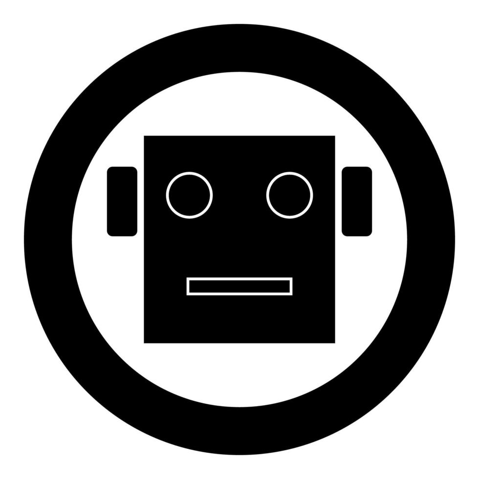 Robot head icon black color in circle vector
