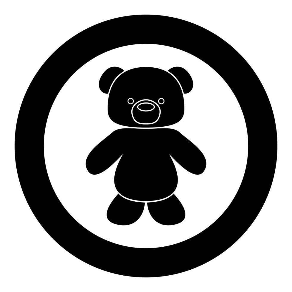 Little bear black icon in circle vector illustration isolated .