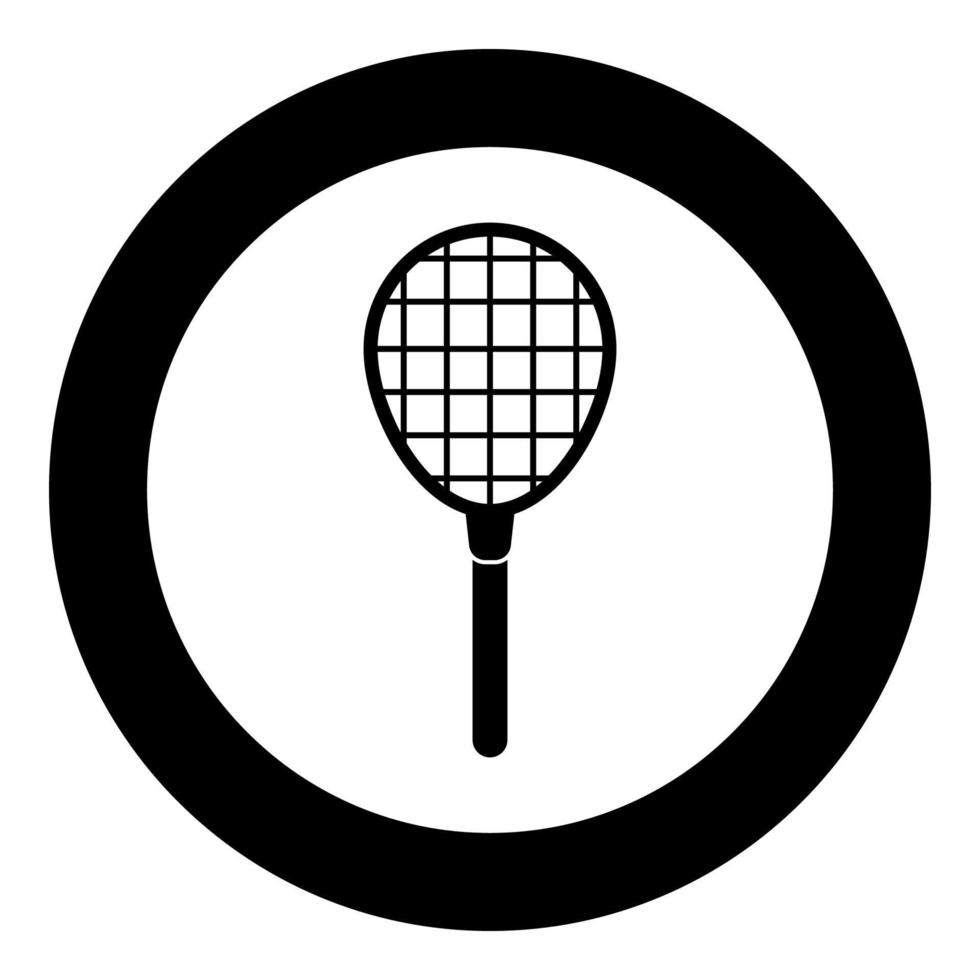 Tennis racquet icon black color in circle vector