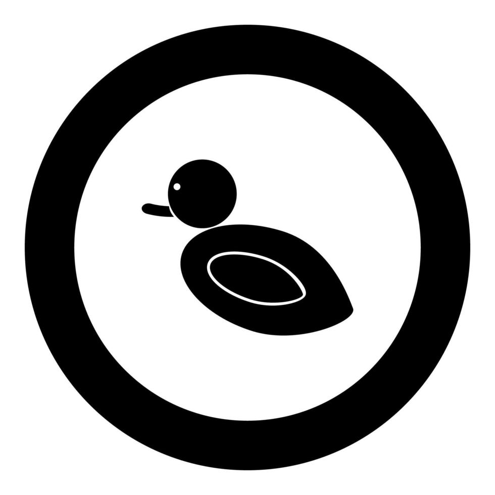 icono de pato color negro en círculo vector