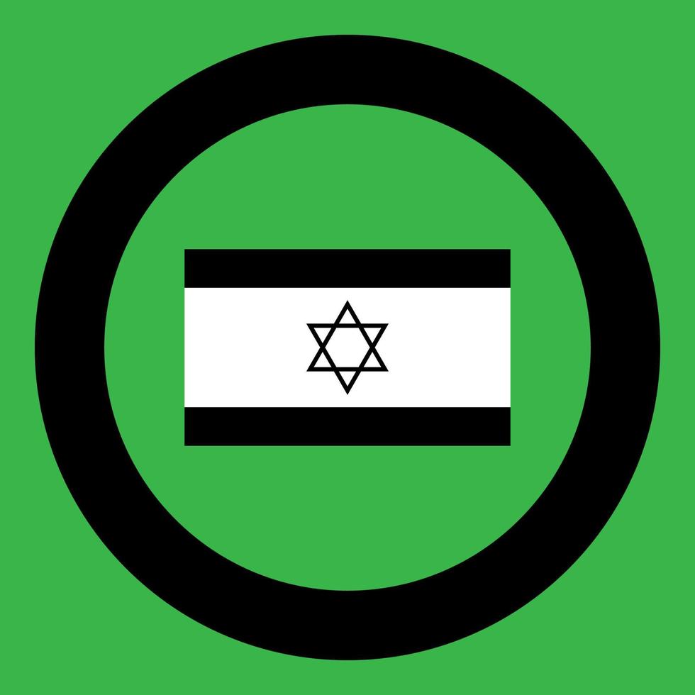 Flag of Israel icon black color in circle vector