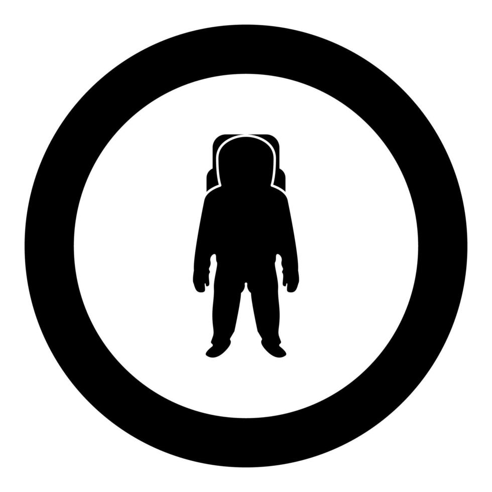 icono de astronauta color negro en círculo vector