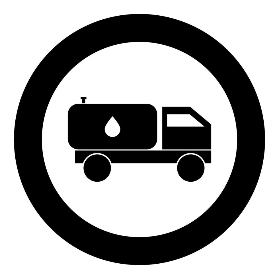 Cistern truck icon black color in circle vector