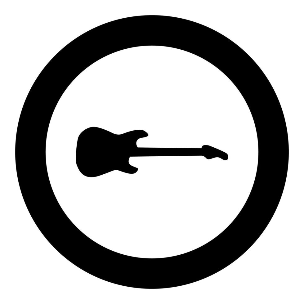 Electric guitar black icon in circle vector illustration