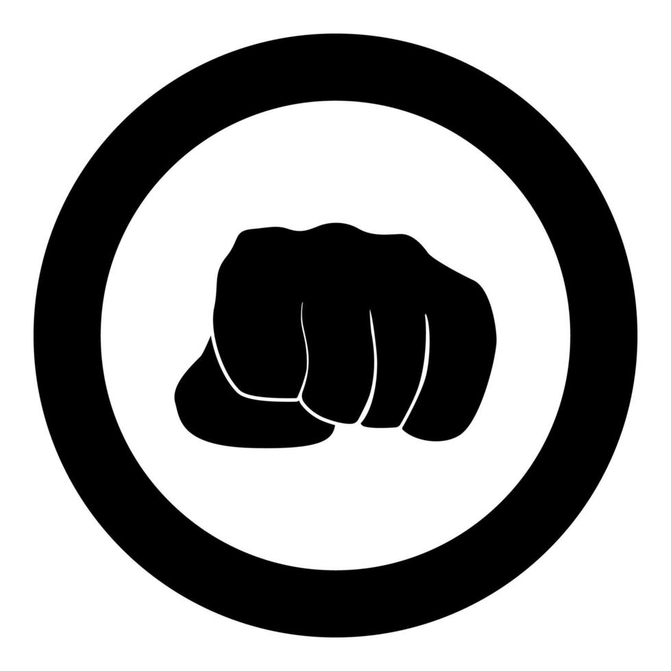 Fist black icon in circle vector