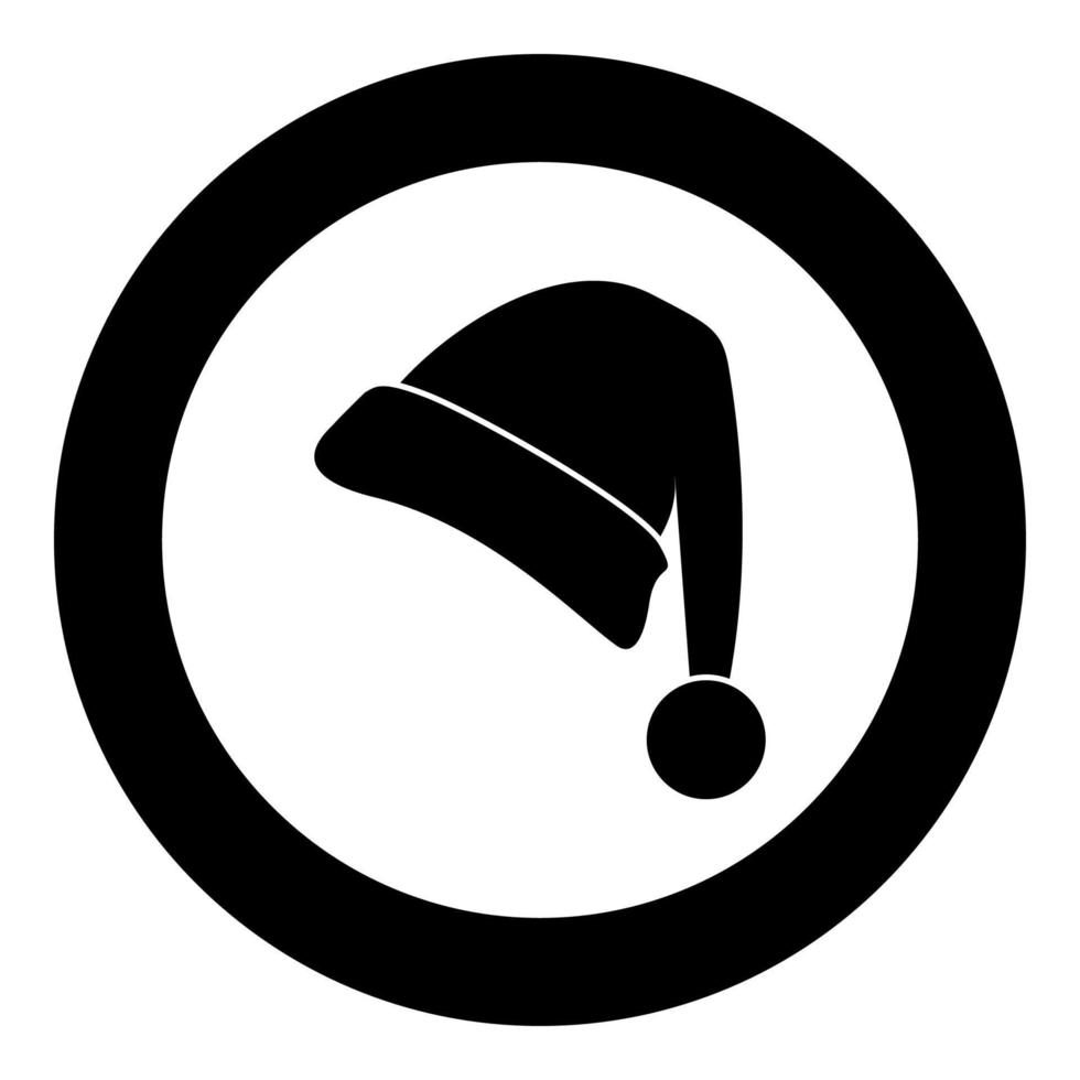 Santa Claus Christmas hat black icon in circle vector