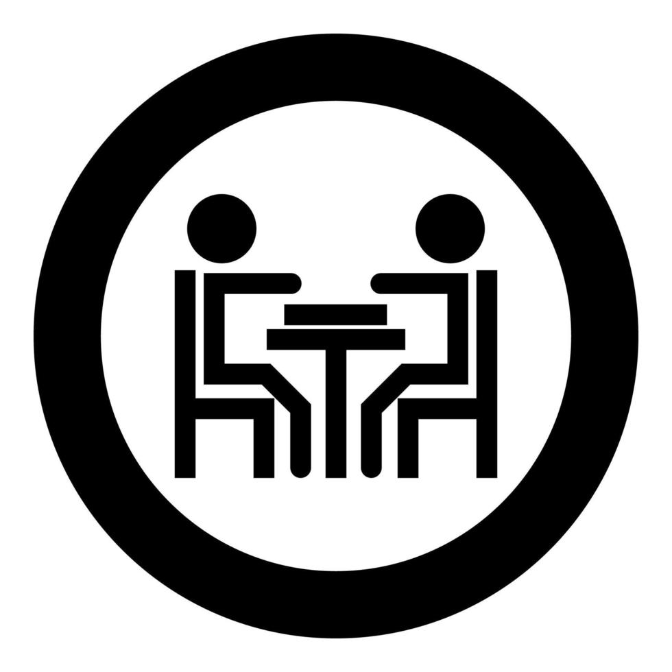 Men playing at the table black icon in circle vector