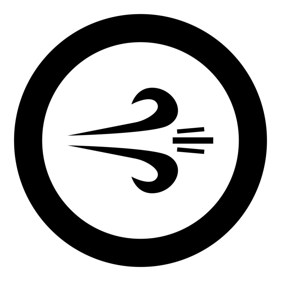 Wind icon black color in circle or round vector