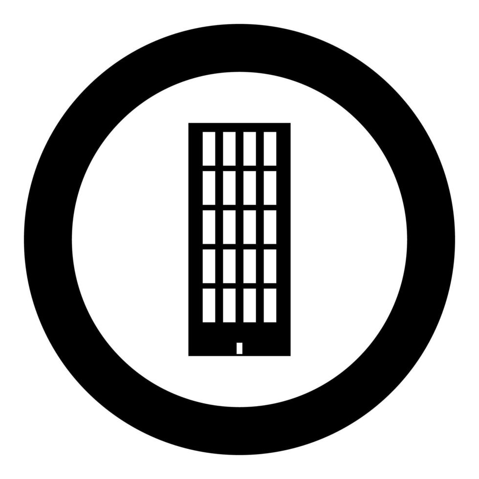 Sky tower building black icon in circle vector illustration isolated .
