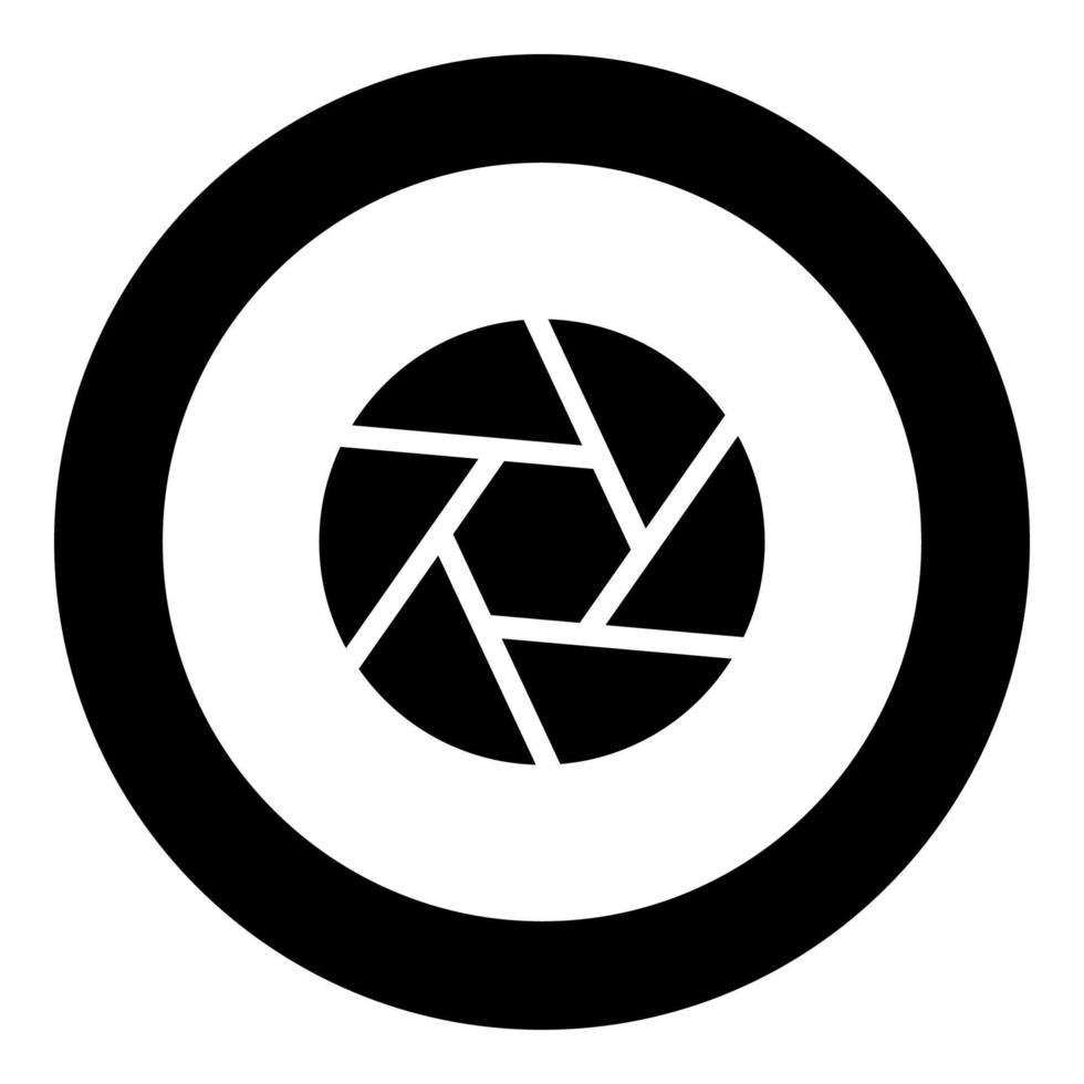 Camera lens shutter icon black color in circle vector
