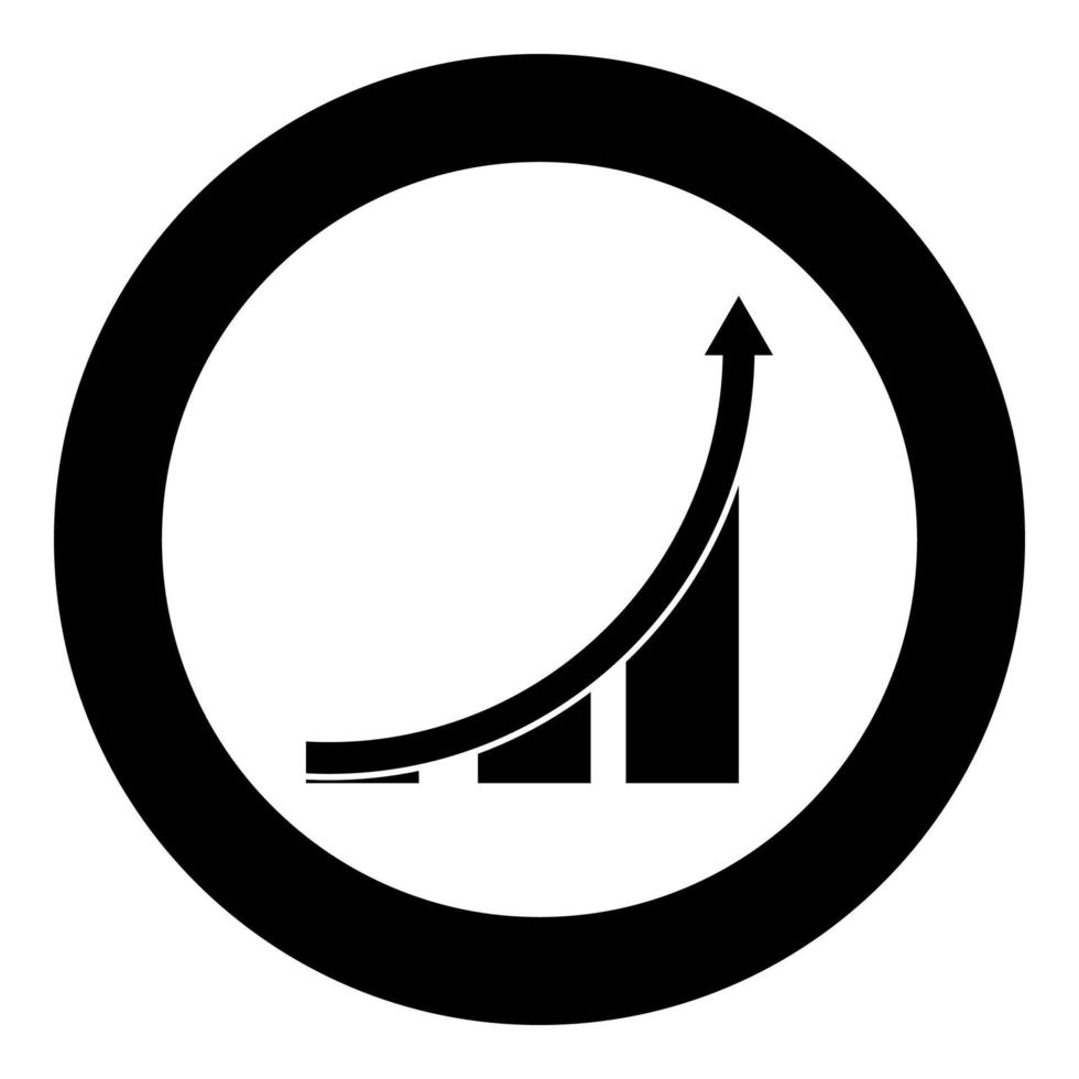 Graph icon black color in circle vector