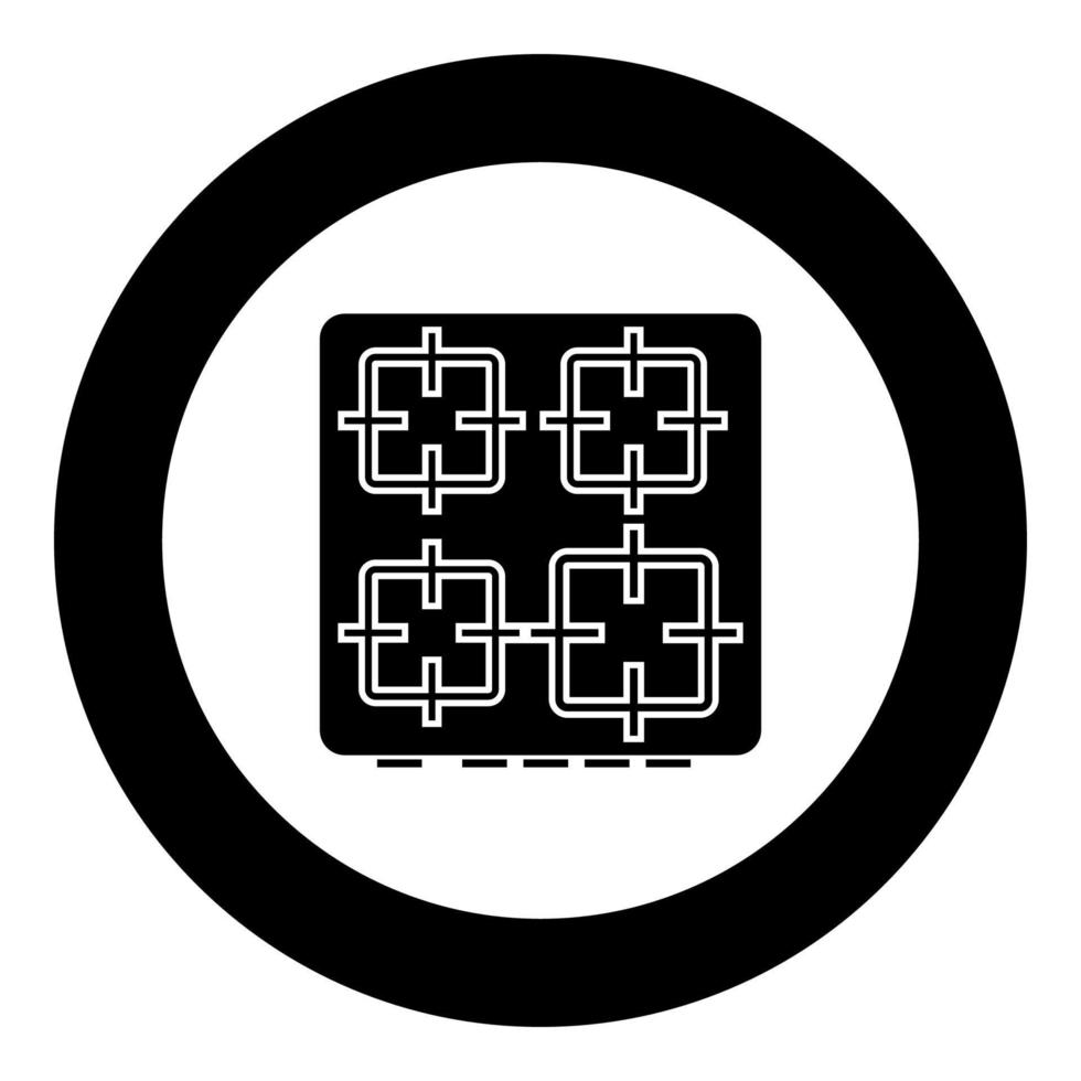 The surface of the cooker icon black color in circle vector