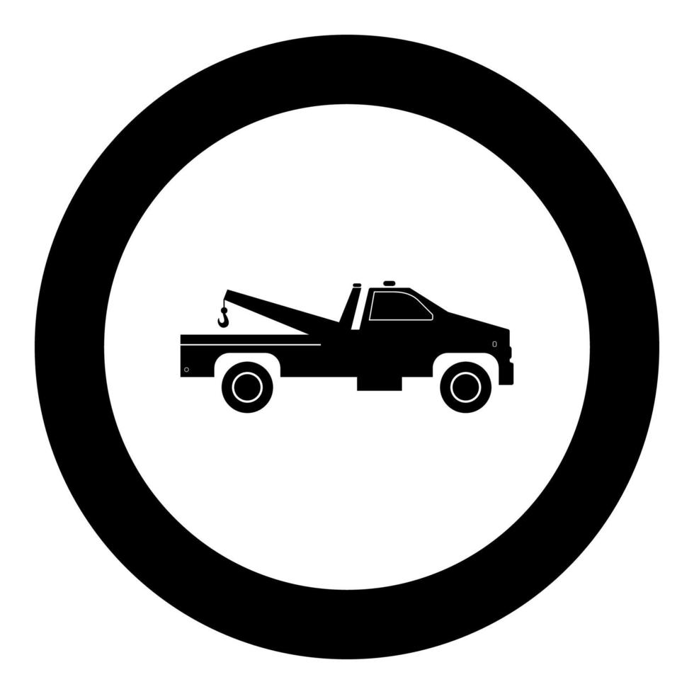 Breakdown truck black icon in circle vector