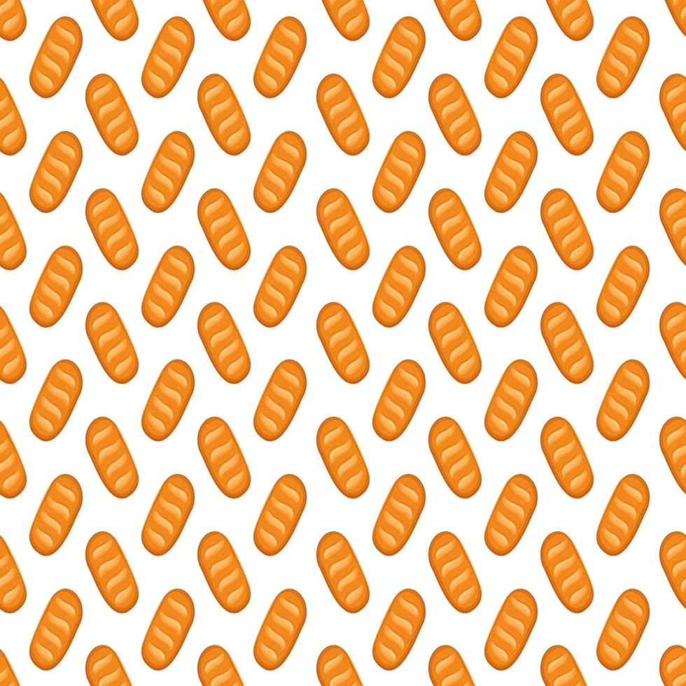 Seamless pattern with whole white loaf bread. Print of bakery products, pastries, dough food. Vector flat illustration