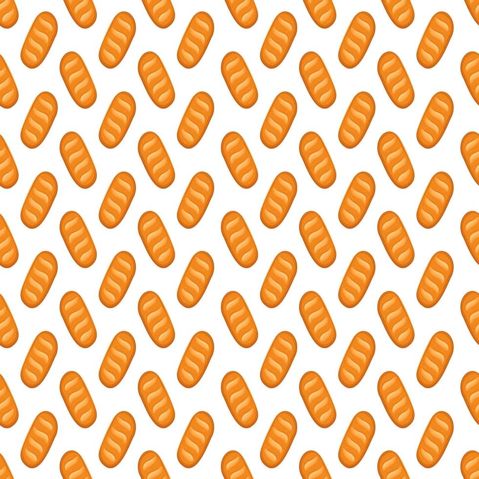 Seamless pattern with whole white loaf bread. Print of bakery products, pastries, dough food. Vector flat illustration