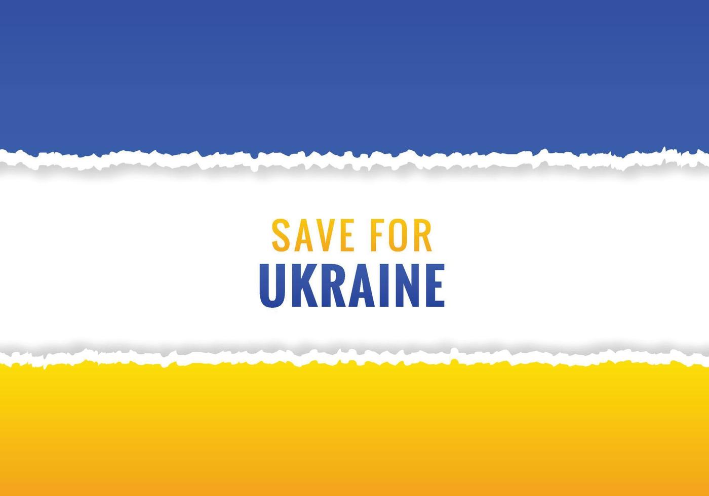 Save for ukraine text with papercut style flag theme design vector