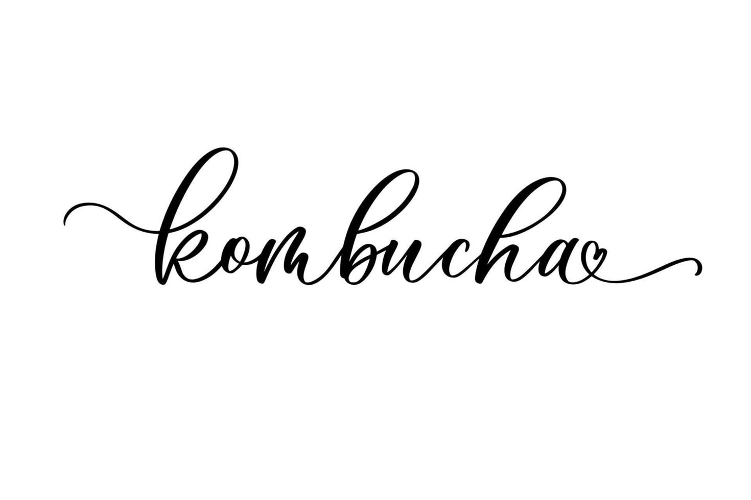 Kombucha hand drawn vector lettering. Kombucha healthy fermented probiotic tea. Design for banner, poster, logo, sign, sticker, web, blog.